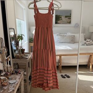 Xirena Striped Coral Maxi Dress